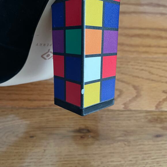 Katy Perry The Caitlin Rubik’s Cube Heels Womens 6 Black Multicolor Suede Block - Picture 9 of 11